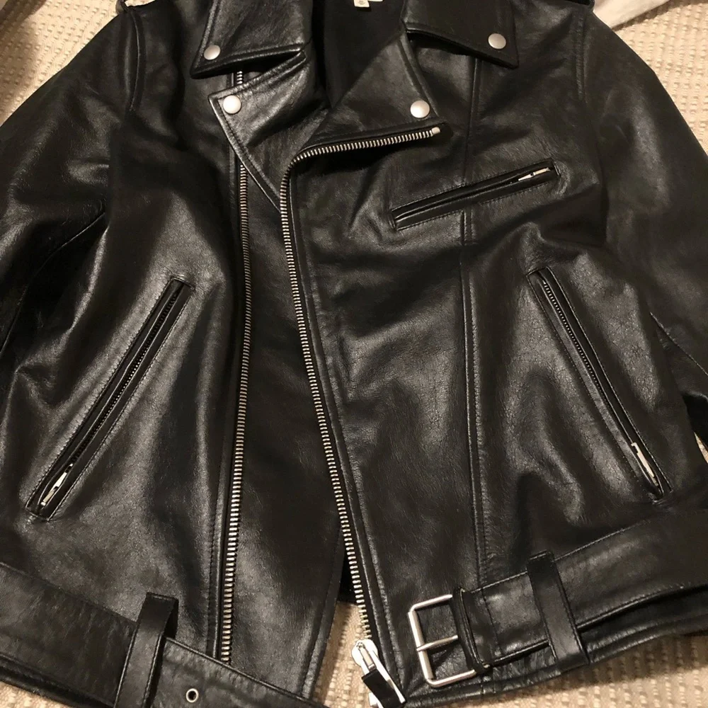 Ag Adriano Goldschmied Black Leather Moto Jacket - Picture 2 of 12